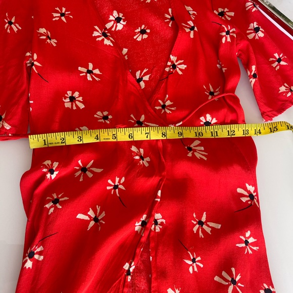 Anthropologie Faithfull the Brand Red Floral Midi Dress  wrap size xs - Picture 7 of 16